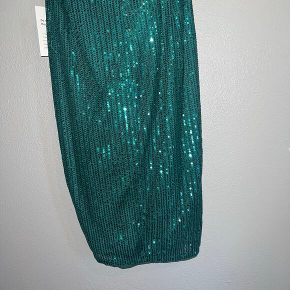 NWT Grace Karin Sequined Asymmetric One Shoulder Bodycon Midi Dress Green Size 6 - Picture 8 of 8